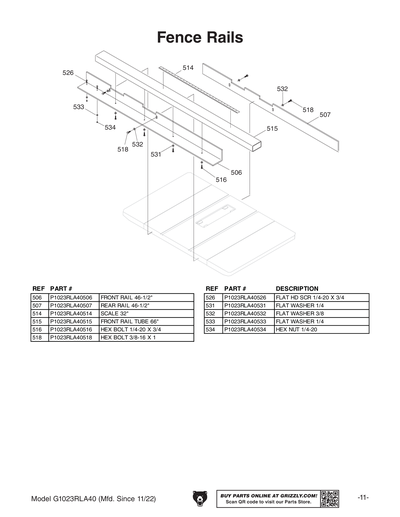 Part Diagram for G1023RLA40