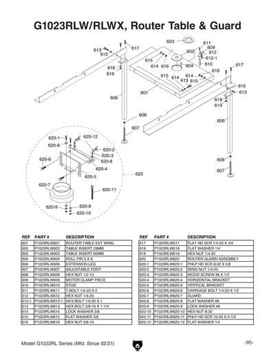 Part Diagram for G1023RLW