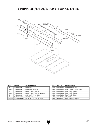 Part Diagram for G1023RLWX
