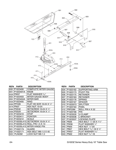 Part Diagram for G1023Z