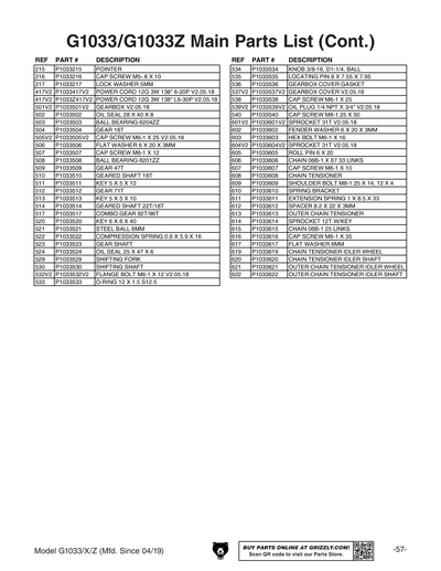 Part Diagram for G1033