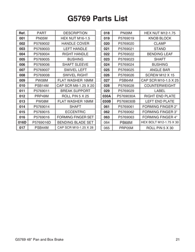 Part Diagram for G5769