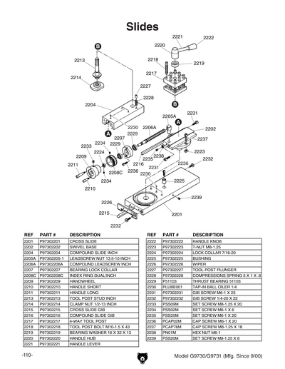 Parts for G9730 13