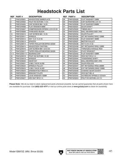 Part Diagram for G9972Z