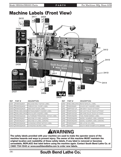 Part Diagram for SB1015F