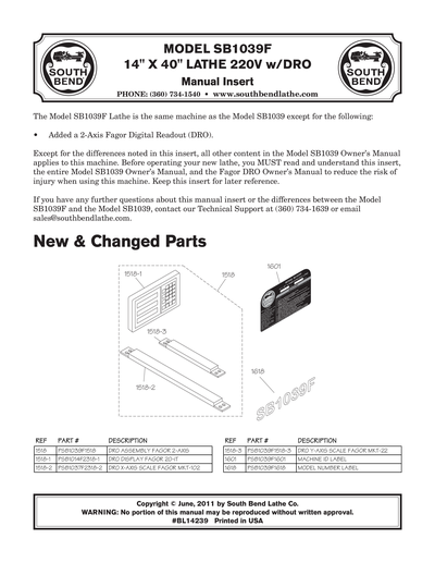 Part Diagram for SB1039F