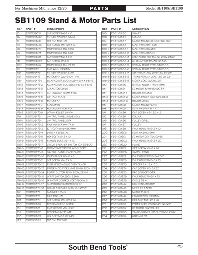 Part Diagram for SB1109