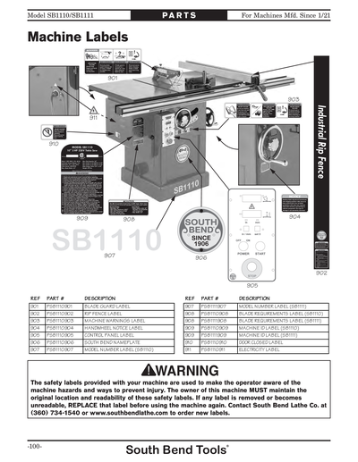 Part Diagram for SB1111