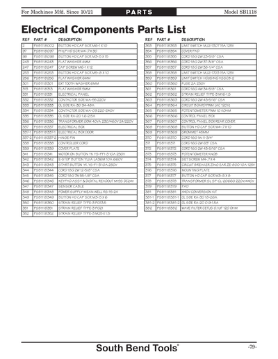 Part Diagram for SB1118