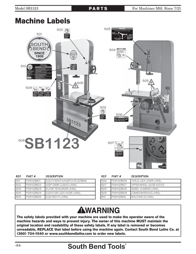 Part Diagram for SB1123
