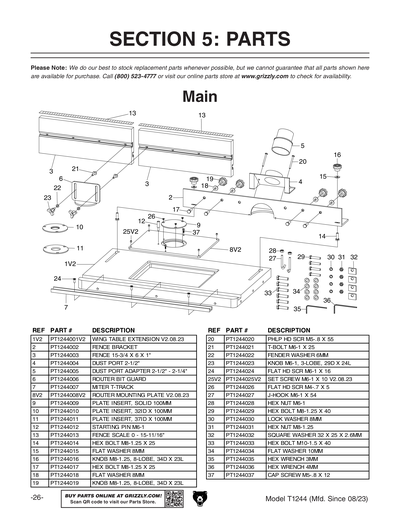 Part Diagram for T1244
