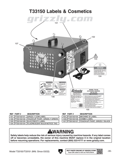 Part Diagram for T33150