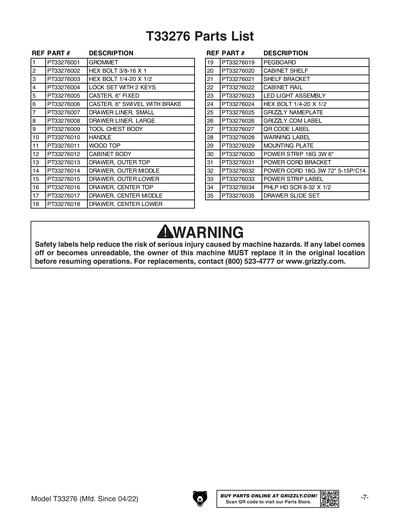 Part Diagram for T33276