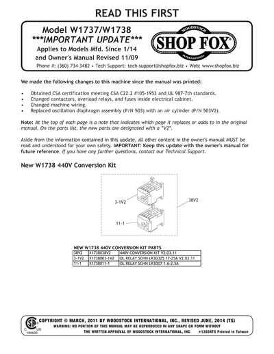Parts for W1738 37