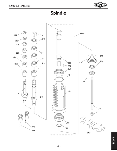Parts for W1763 2-1/2 HP Shaper - Grizzly Industrial, Inc.