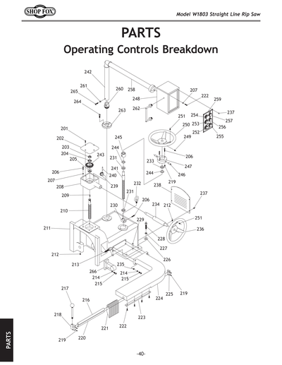Parts for W1803 12