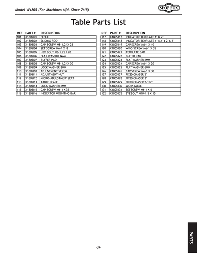 Part Diagram for W1805