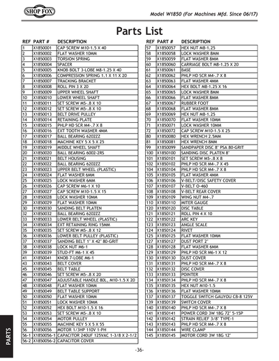 Part Diagram for W1850