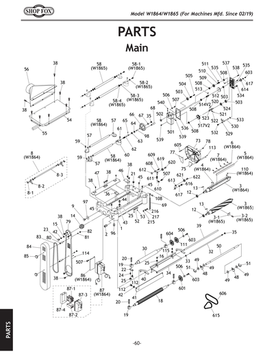 Parts for W1865 20