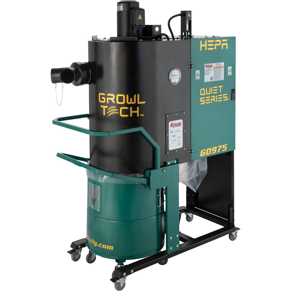 Growl-Tech G0975 - 1-1/2 HP Two-Stage Quiet Series Cyclone Dust
