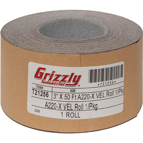 Image for Grizzly T21256 - 3" x 50' A/O Sanding Roll 220 Grit, H&L