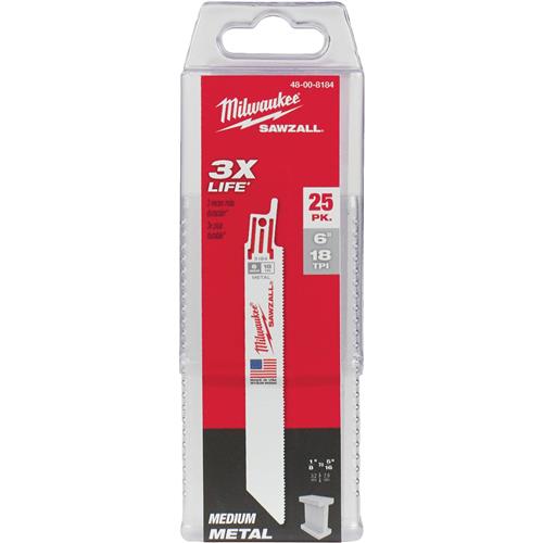 Image for Milwaukee T31049 - SAWZALL 6" 18 TPI Metal Blade Thin Kerf, 25 pk.
