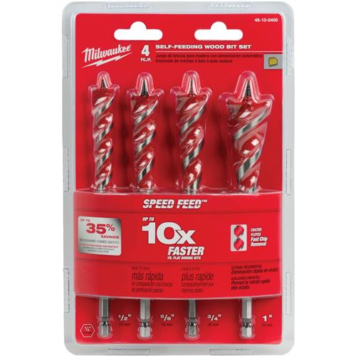 Image for Milwaukee T31245 - SPEED FEED Wood Bit 6-1/2" Set - 4 Pc.