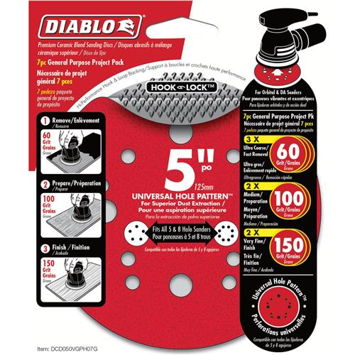 Image for Diablo T33513 - 5" ROS Hook & Lock™ Disc Project Pack General Purpose 7 Pk
