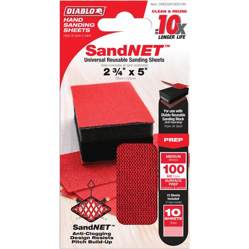 Image for Diablo T33577 - 2-3/4" x 5" 100-Grit SandNET™ Reusable Sanding Sheets 10 Pk