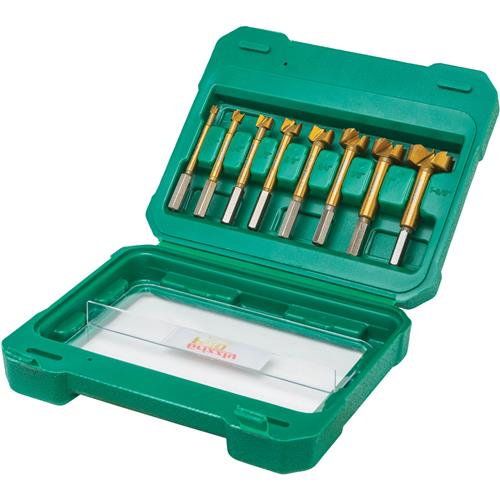 Image for Grizzly PRO T33693 - Titanium Coated Hex Shank Forstner Bit Set, 8-Pc. 1/4" - 1-3/8"