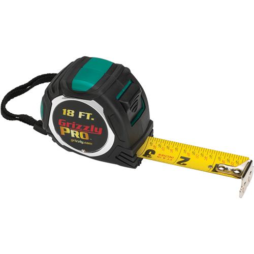 Image for Grizzly PRO T33911 - 18' Fractional Tape Measure with Blade Assist