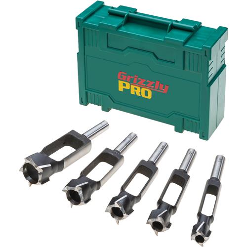Image for Grizzly PRO T34241 - Tenon/Plug Cutter 5-Pc. Set - 3/8", 1/2", 5/8", 3/4", 1"